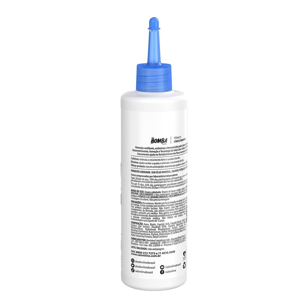 Kit com Tônico Fortalecedor Crescimento Acelerado + Condicionador + Máscara de Hidratação SOS Bomba Salon Line