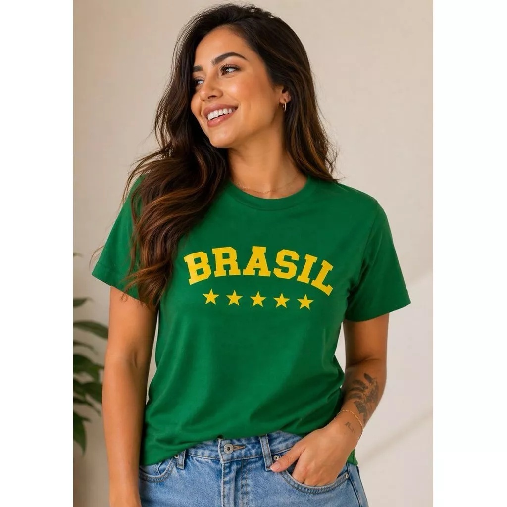 Camisa Brasil Feminina Copa Do Mundo 2026 Verde Amarela Hexa Camiseta Unissex Casual