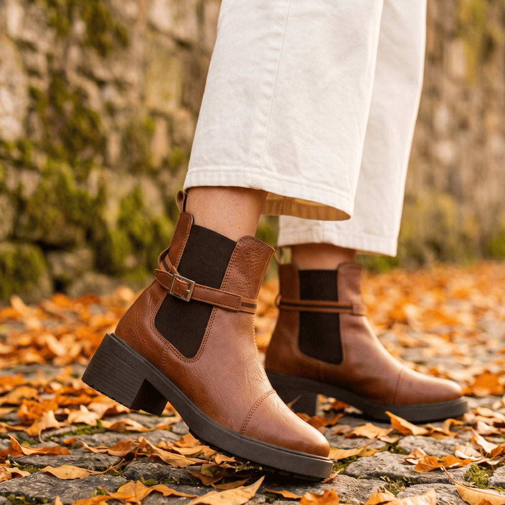 Bota Chelsea Feminina Cano Curto Fivela Removível Salto Bloco Ankle Boot Coturno Botinha