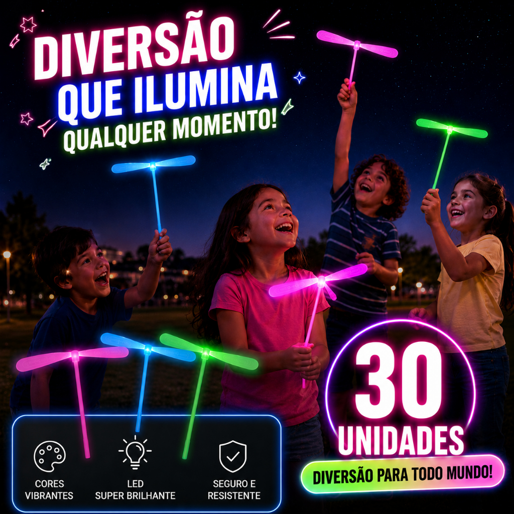 Kit 30 Avatar Voador De Led Girocóptero Pirocóptero Brinquedo De Criança Lembrancinha De Festa Sacolinha Unissex