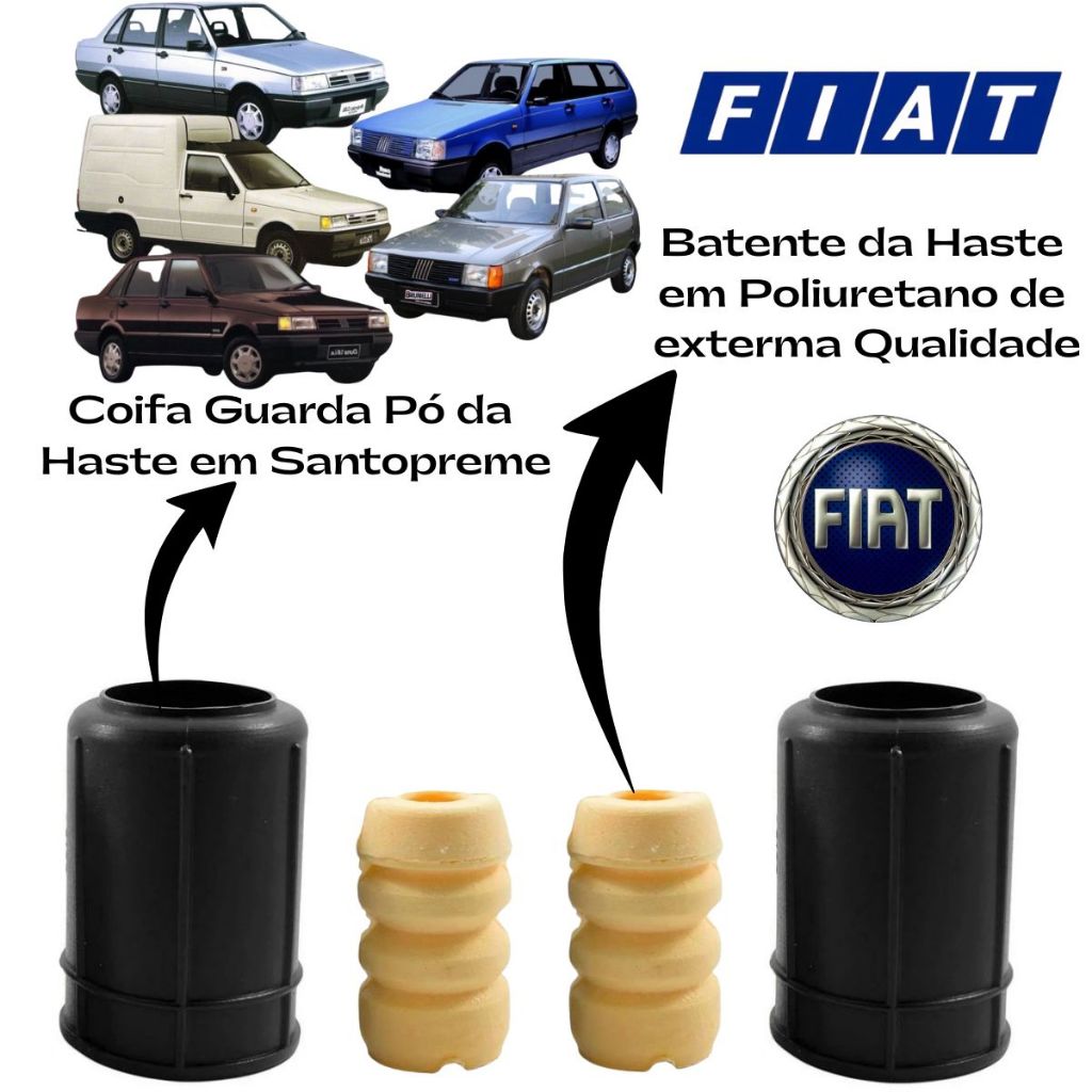 Kit Batente e Coifa Amortecedor Dianteiro Uno 1985 a 1996 Mille 1991 a 2013 Fiorino Elba Premio