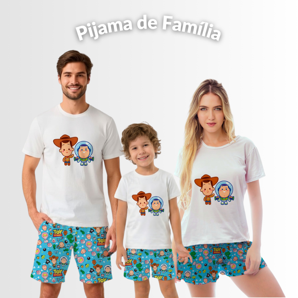 PIJAMA DE FAMÍLIA EM SUEDE PREMIUM PERSONAGENS