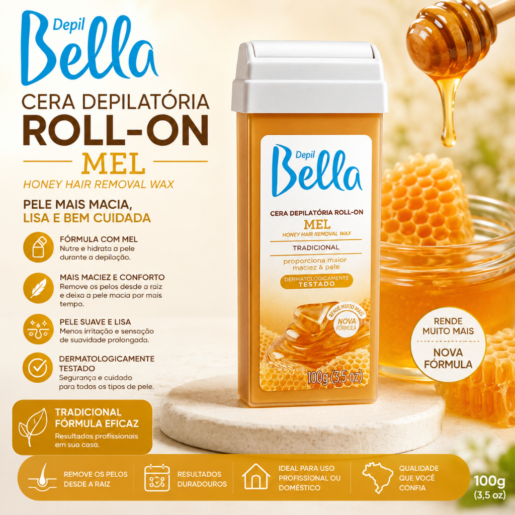 Cera Depilatória Roll On Depil Bella Mel Refil 100g