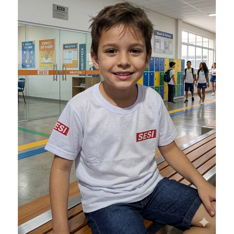 KIT 5 Camisas Infantil Uniforme Escolar Sesi São Paulo
