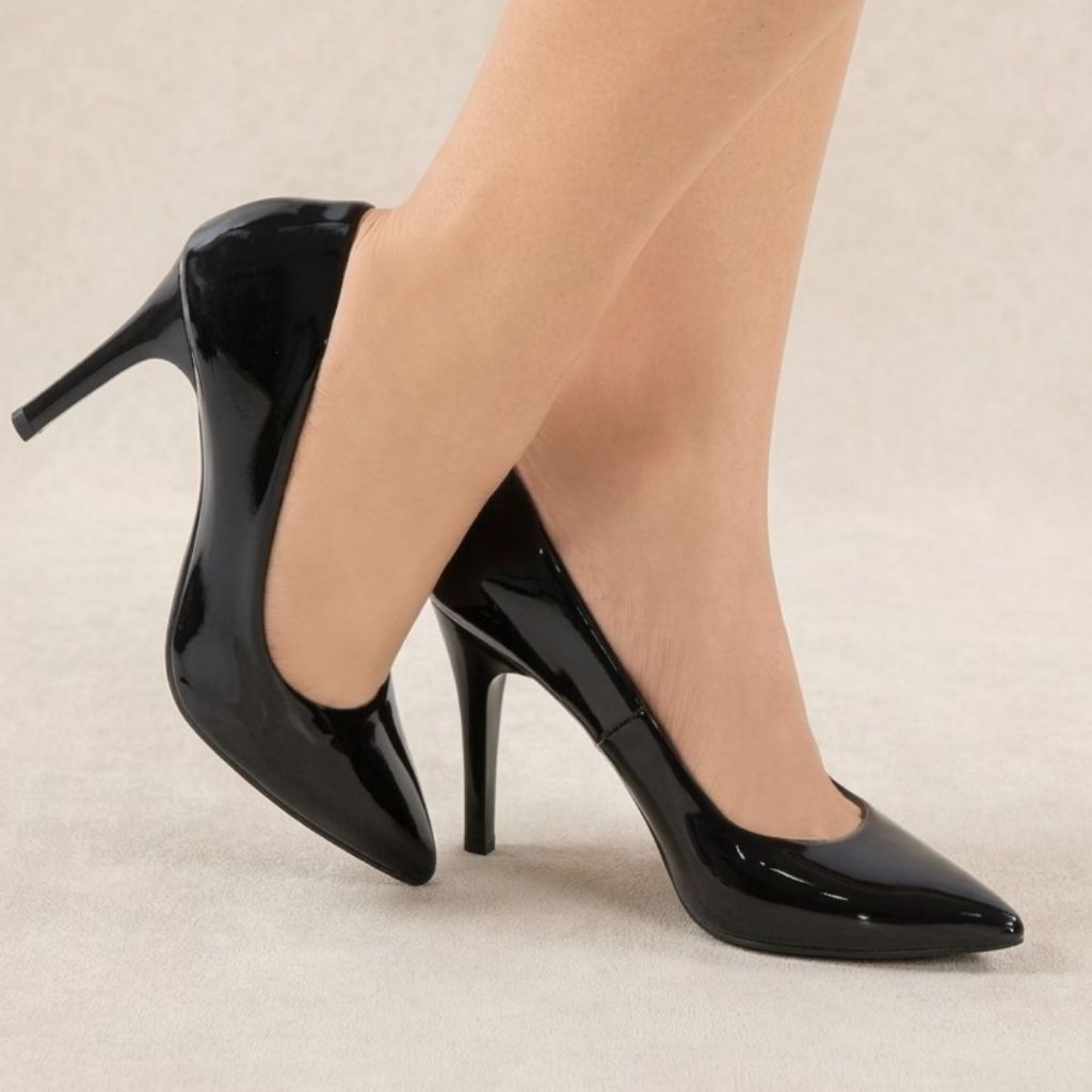 Scarpin Verniz Salto Fino Palmilha Comfort Sapato Feminino Bico Fino Social Chique Moda Tendencia