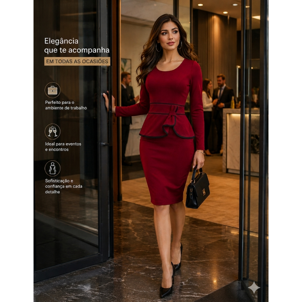 Vestido Plus Size Midi Tubinho Vermelho Rosa Evangélico Social Com Laço Modelador Lindo Barato
