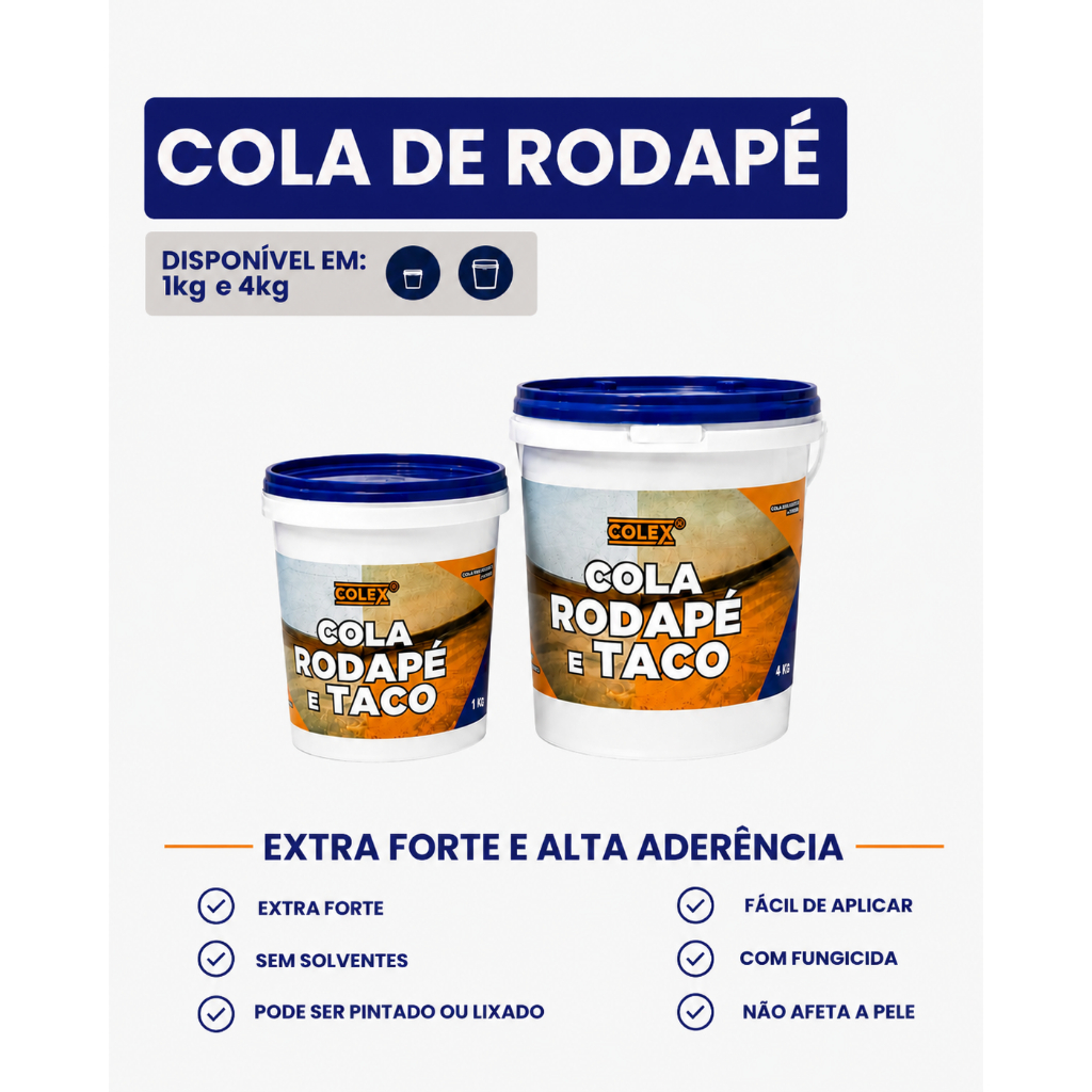 Cola Para Rodapé - 1kg e 4kg   (MDF, DRYWALL, RODA-TETO) - COLEX