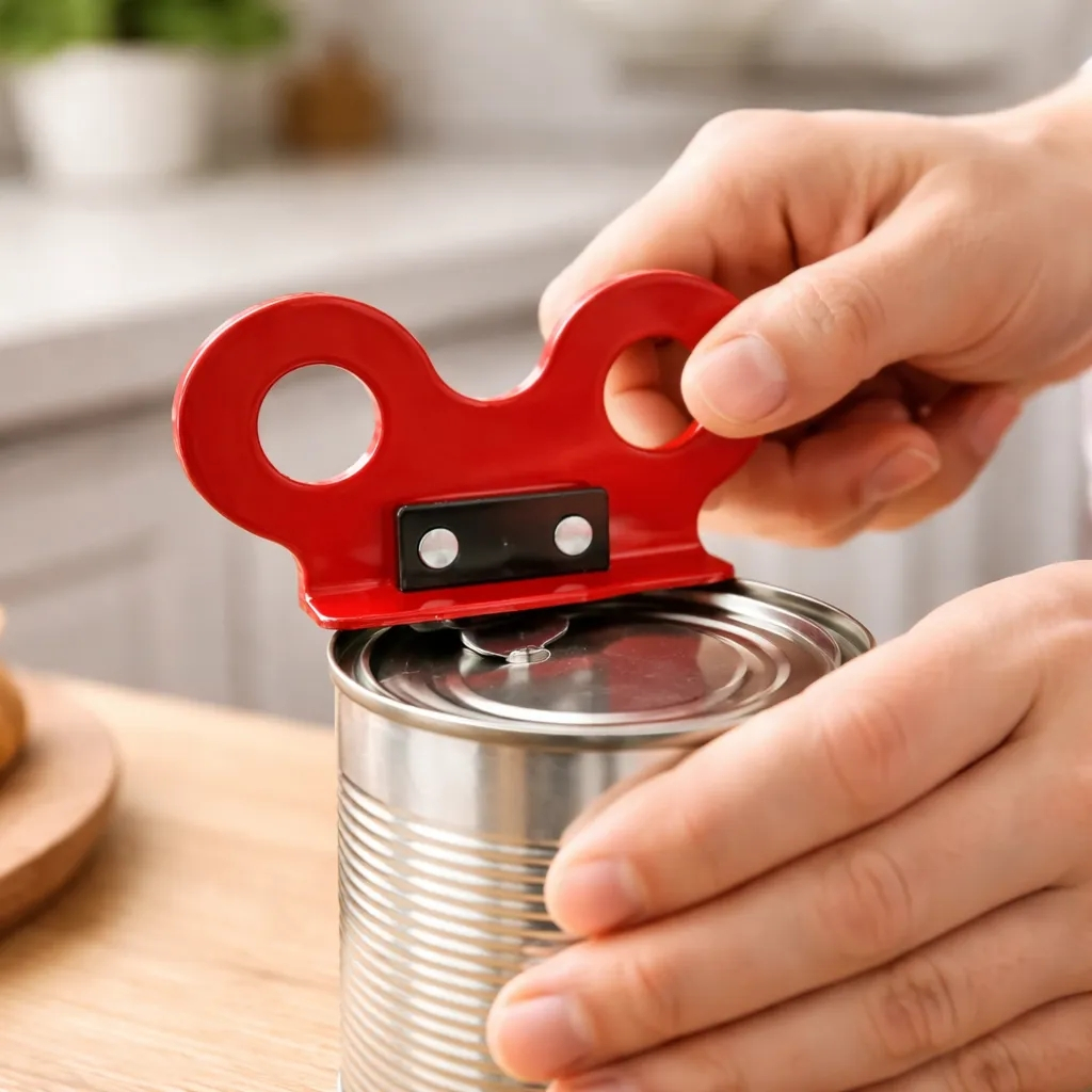 Abridor de Latas e Garrafas Vermelho Manual Em Metal Reforçado Utensilio de Cozinha Kehome