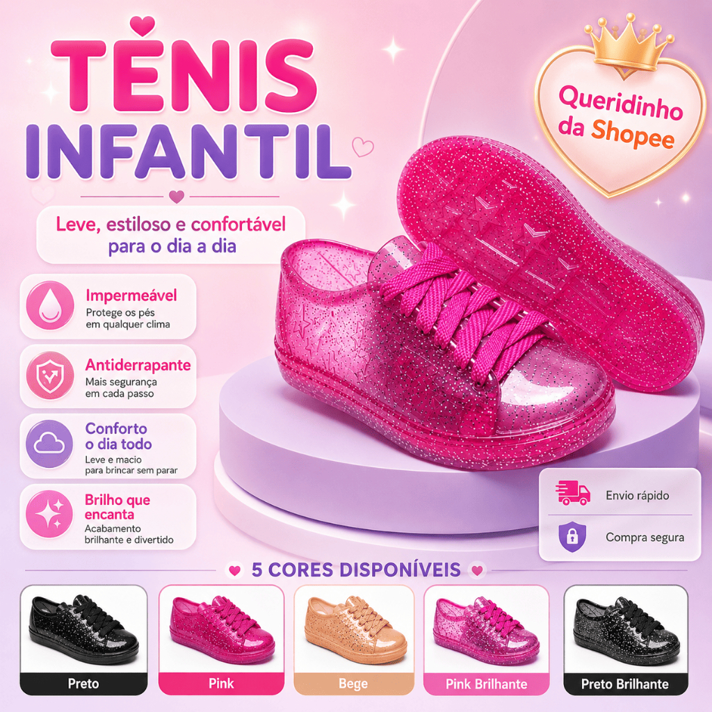 Tênis Infantil Menina 25 ao 32 Confortável Promoção