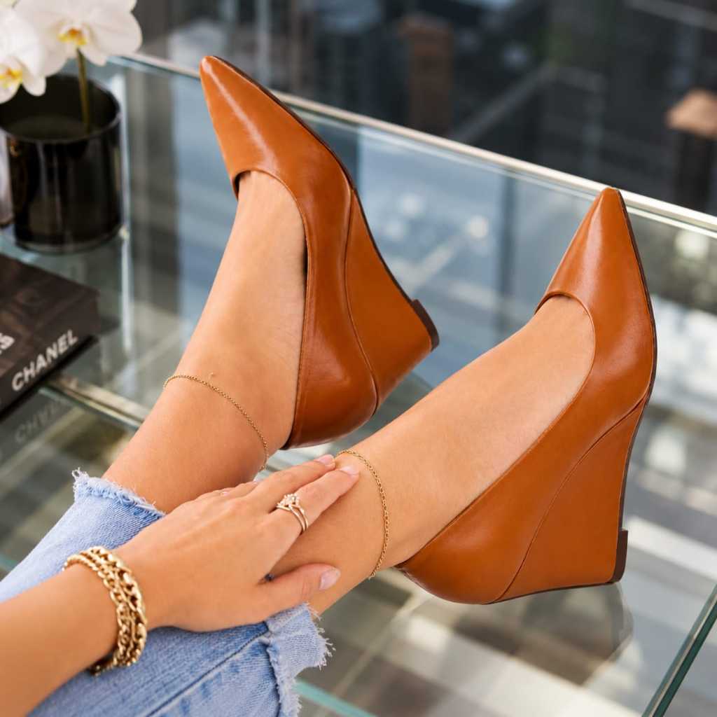 Sapato Scarpin Feminino Confortavel Salto Ana Bela Medio Trabalho Elegante Dia a Dia 8CM