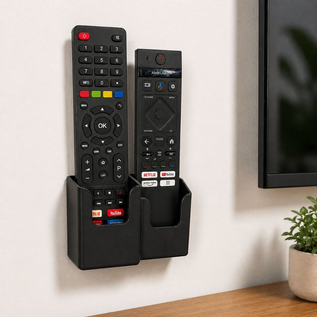 Suporte Para 2 Controle Remoto Smart TV e Ar Para Parede De Casa