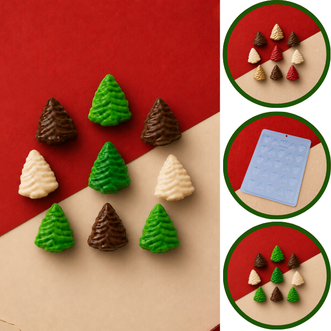 1~10 Forma Simples Bombom Mini Árvore 175  (I2) em Acetato BWB Para Bombom e Doces de Chocolate. (CHOCO)