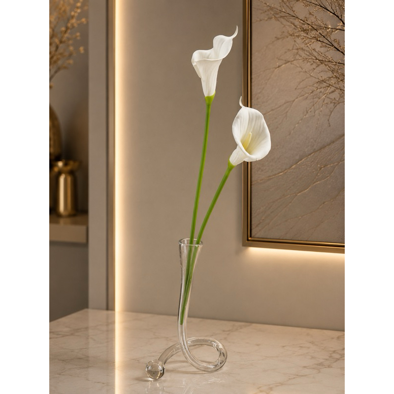 Vaso Decorativo Minimalista com Flor Copo-de-Leite | Decoração Elegante
