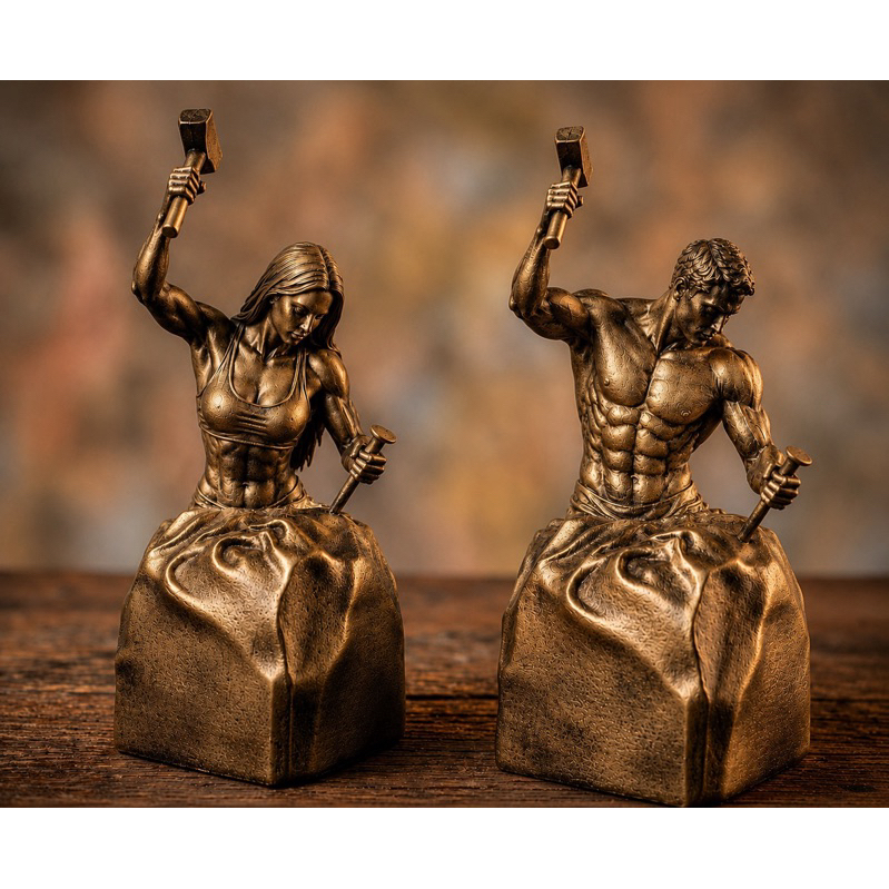 Escultura Homem Mulher Self Made Man 15CM Estátua decorativa Estatueta Motivacional Decoração Sala Quarto Pequena