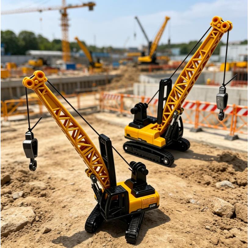 Miniatura Guindaste Construção 16cm  Base Giratória Guincho Funcional Braço Articulado