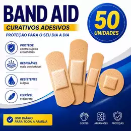 Kit 50 Band Aid Curativo Adesivo Primeiros Socorros Uso Diário Proteção Para Pequenos Ferimentos