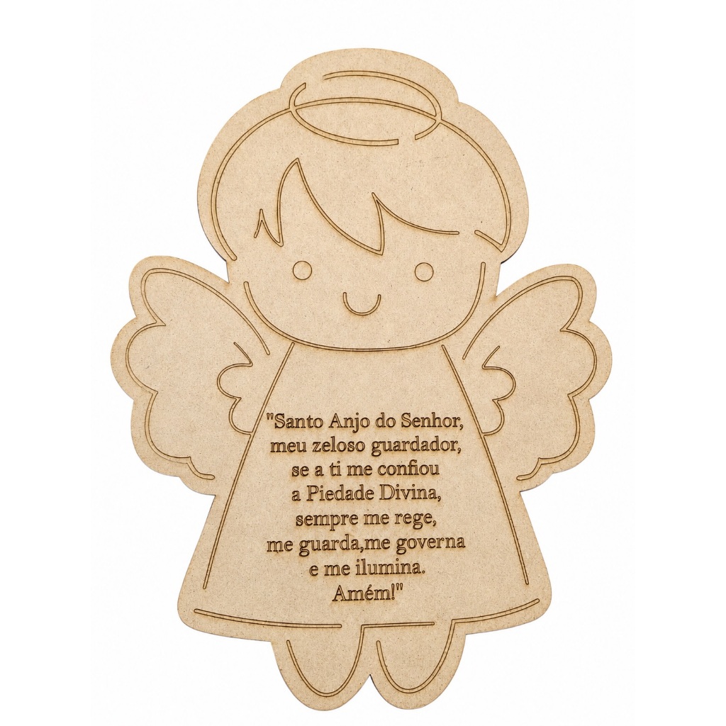 Quadro Anjo Decorativo Infantil – Oração Santo Anjo em MDF corte a laser