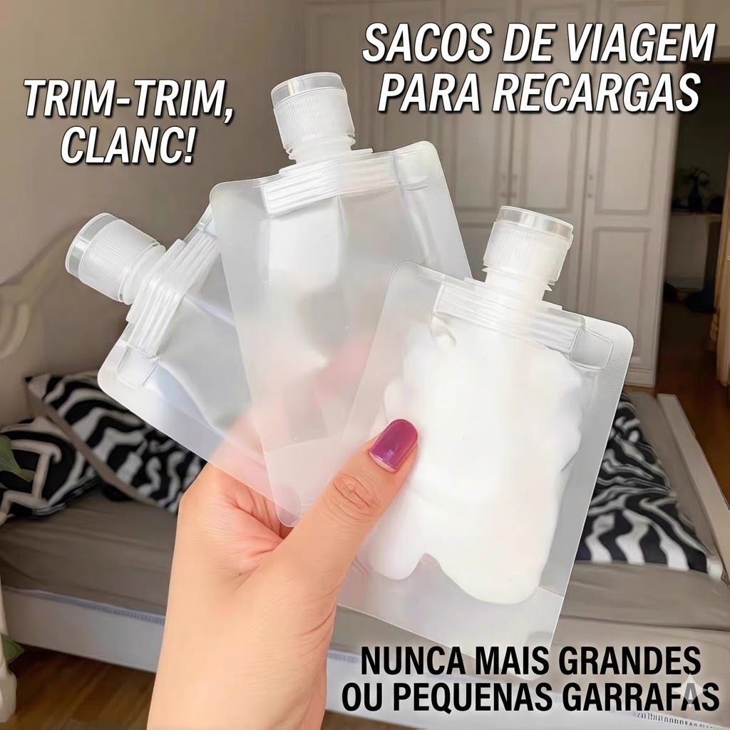 Saco de Viagem para Espremer Porta Shampoo Creme Sabonete Líquido Anti-vazamento 30ml 50ml 100ml