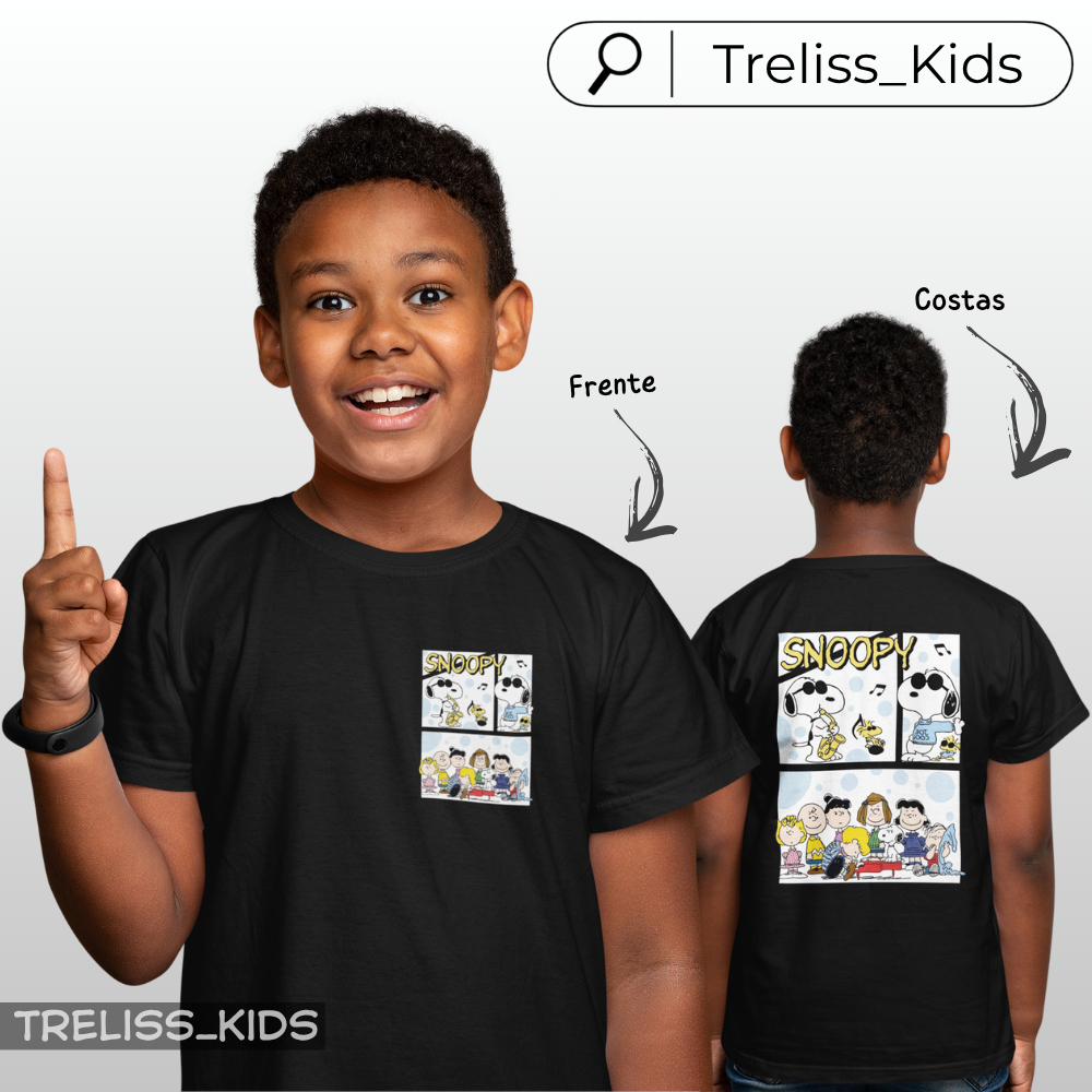 Camiseta Infantil Quadrinhos Snoopy Blusa 100% Algodão Personagem Camisa Turma Cachorro Desenho Animado