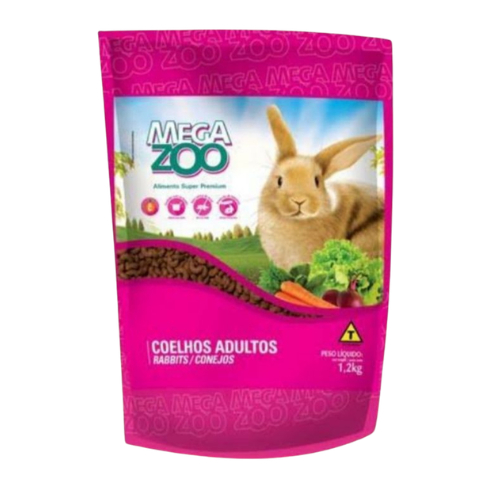 Ração Para Coelhos Pets Alimento completo Premium Mega Zoo 1.2kg