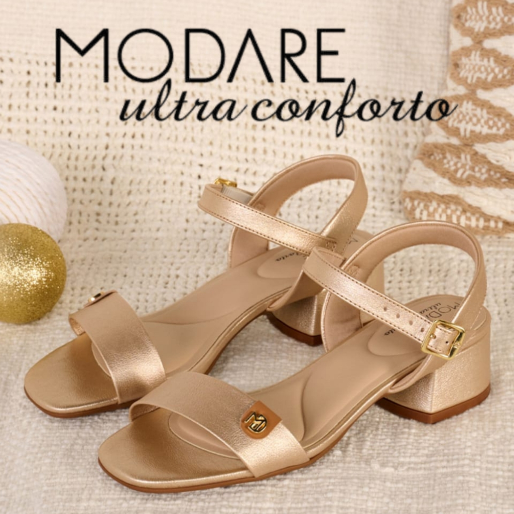 Sandália Salto Bloco Confortável Elegante Modare