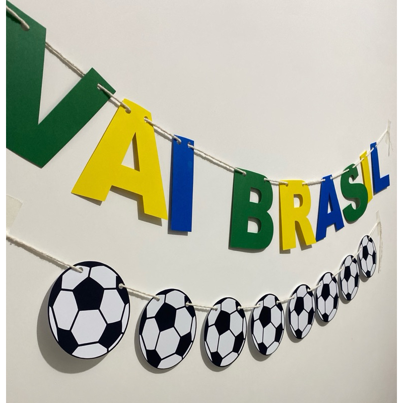 Kit Decoração Futebol Brasil Copa do Mundo 2026 Bandeirola Futebol Festa Infantil Painel Brasil