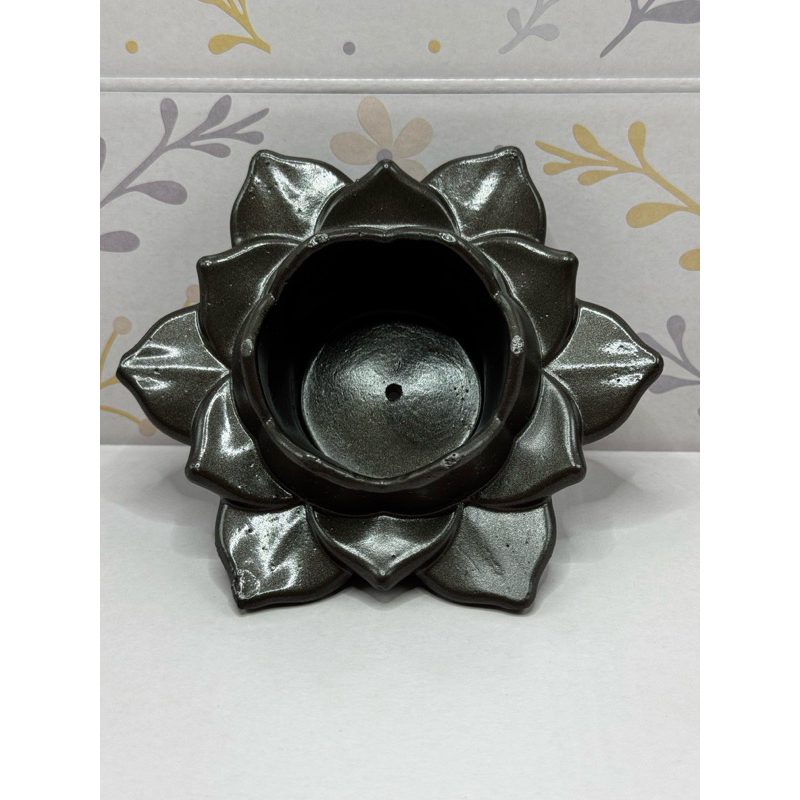 Imagem Porta Velas Flor de Lótus em Gesso, Cimento e Pó de Mármore | Impermeabilizado | Decoração Zen Artesanal