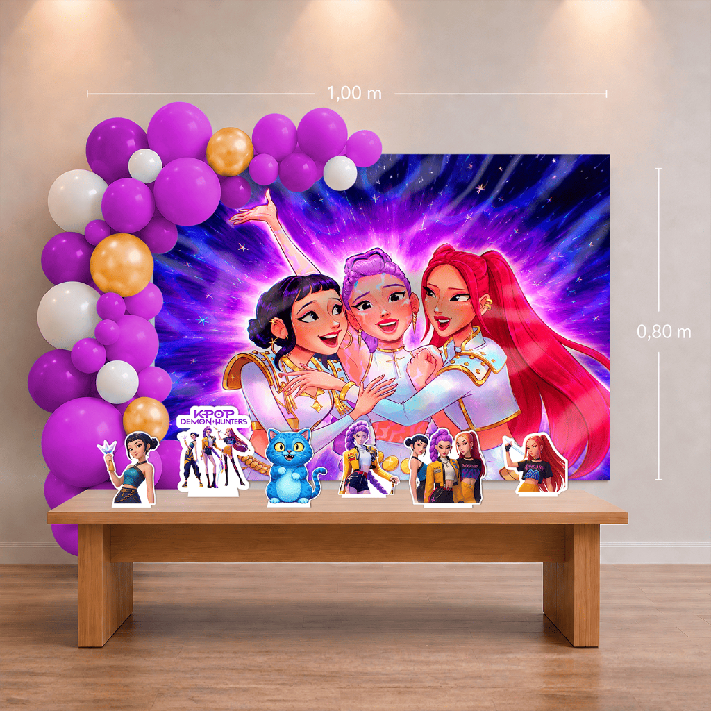 Kit Painel Display Decoração Festa Aniversário Guerreiras Do K-pop