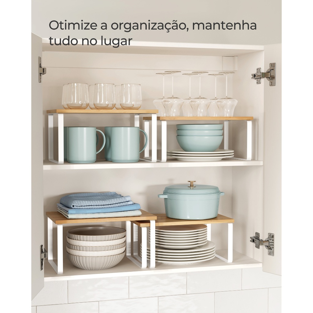 SONGMICS Organizador de Temperos Empilhável, Prateleira Expansível para Cozinha, Metal e Madeira · foto 2