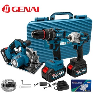 【GENAI】68V/21V Sem escovas Conjunto de 3 peças serra circular/moedor/chave de fenda 1/2 chave+ caixa de ferramentas