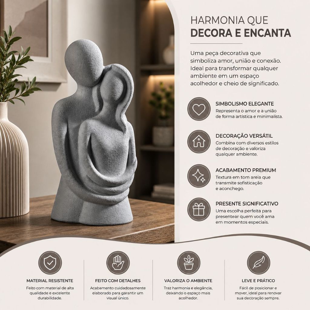 Detalhes do Escultura Casal Amor Infinito Decorativa Moderna dia dos namorados Presente