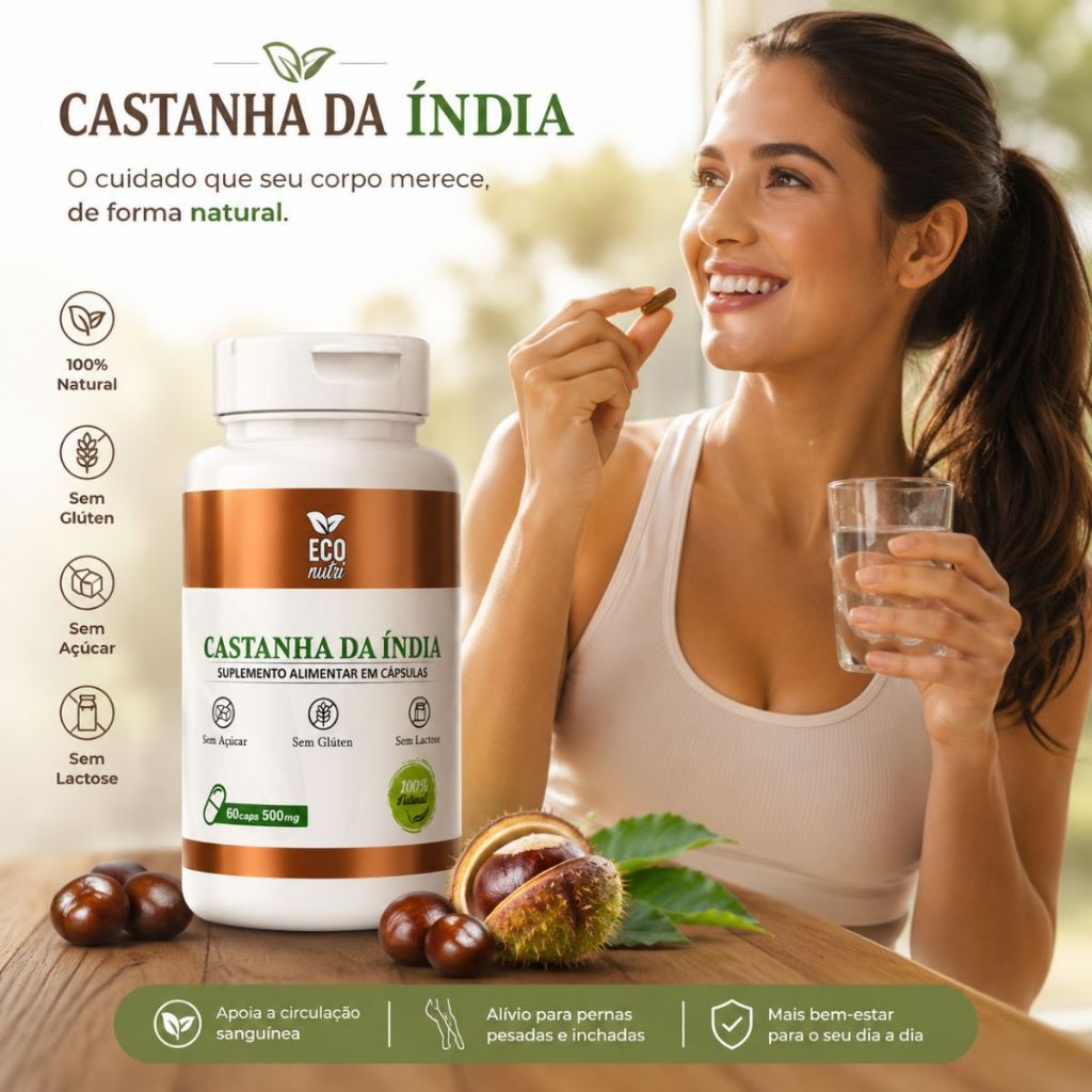 Suplemento Castanha 500mg 60 Cápsulas Eco Nutri