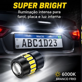 Par Lâmpadas Luz Led Pingo T10 Projetor 18+1 Canhão 6000k Esmagada Extra Forte 6w