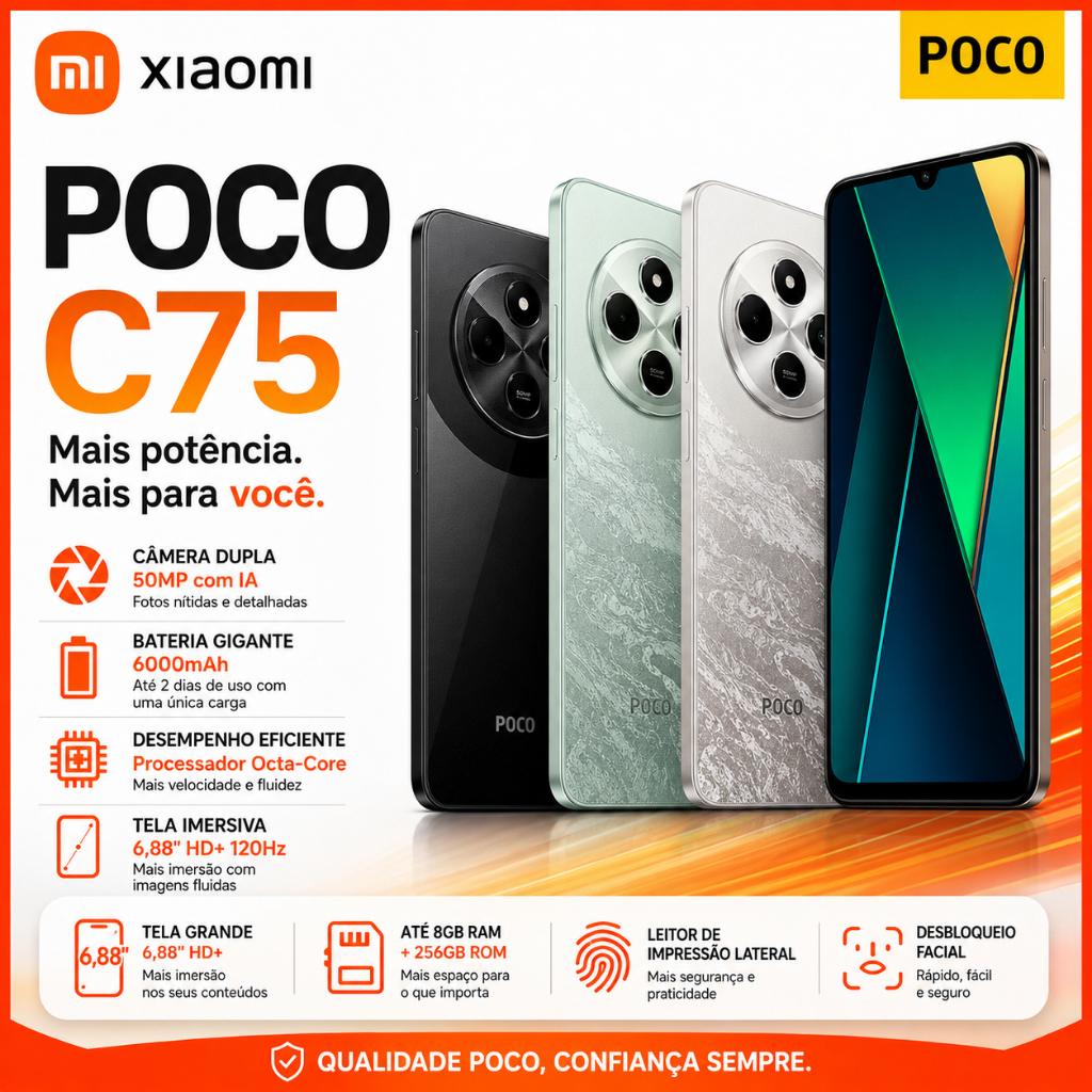 Xiaomi Poco C75 Dual Sim 256 Gb 8 Gb Ram Preto