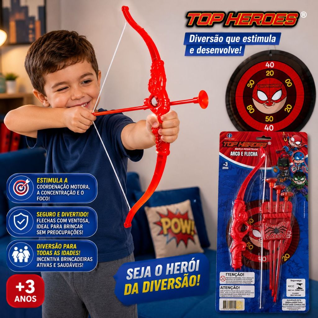 Brinquedo Arco e Flecha Infantil Brinquedo Divertido Arco e Flexa com Alvo