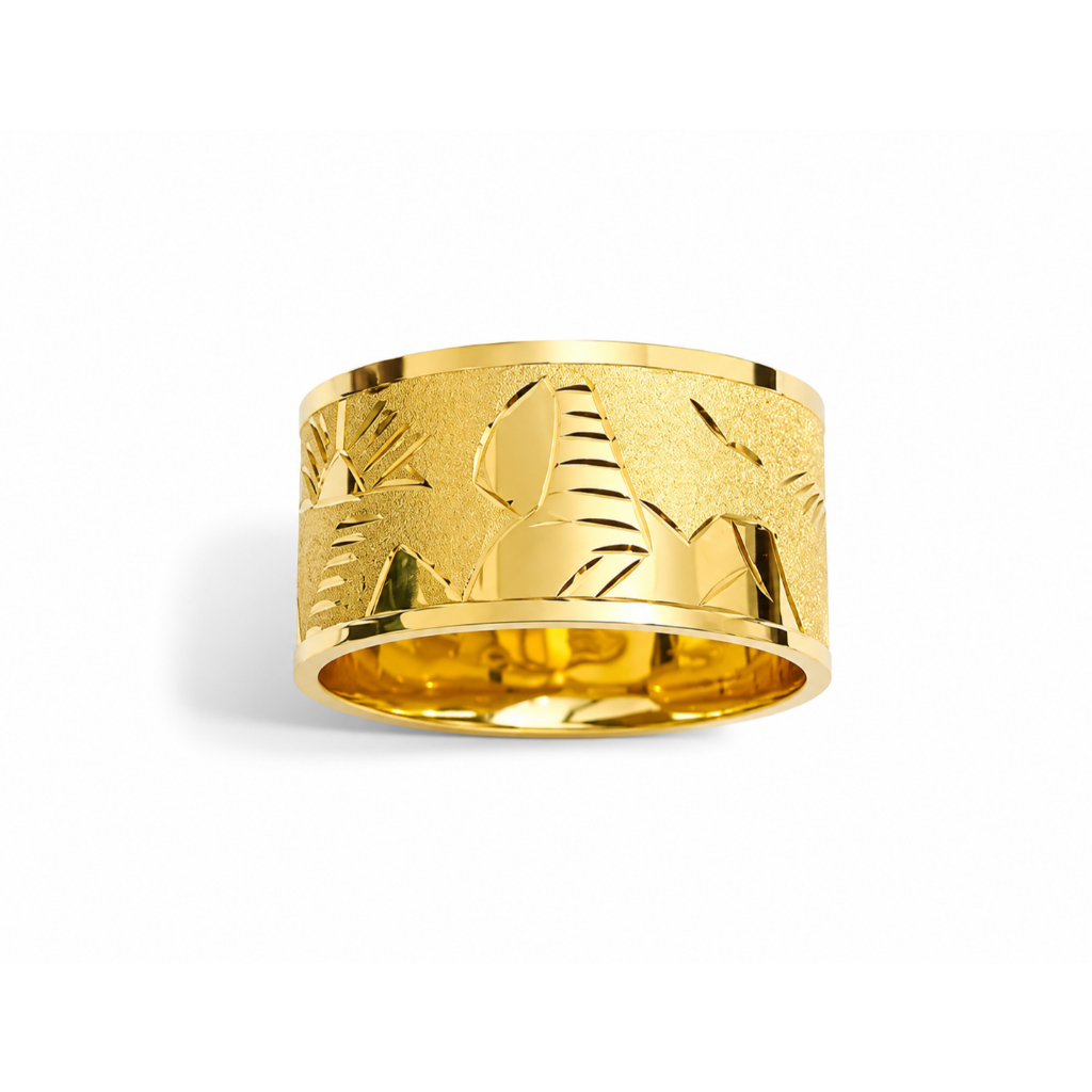 Anel Aliança Escrava Egípcia 10mm Ouro 18K 750 – 3g | Certificado + Nota Fiscal