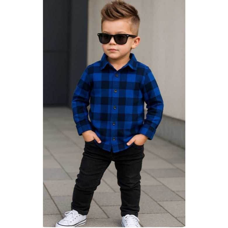 Camisa Xadrez Infantil Masculina Flanelada Manga Longa Inverno Festa Junina Menino