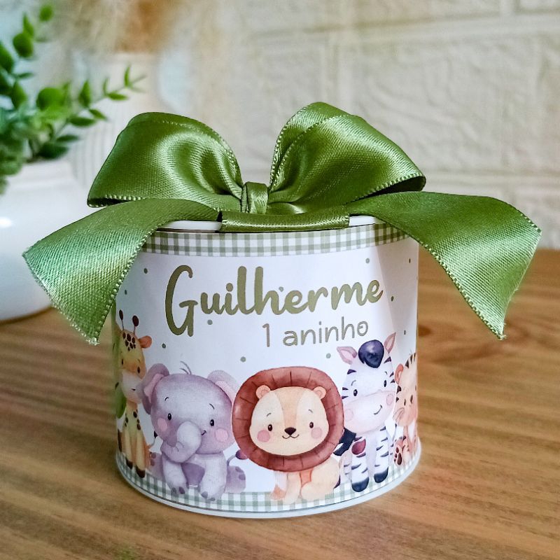 Mini tubolata safari baby personalizada 5x6cm - lembrancinha Safari aniversário chá de bebê safari