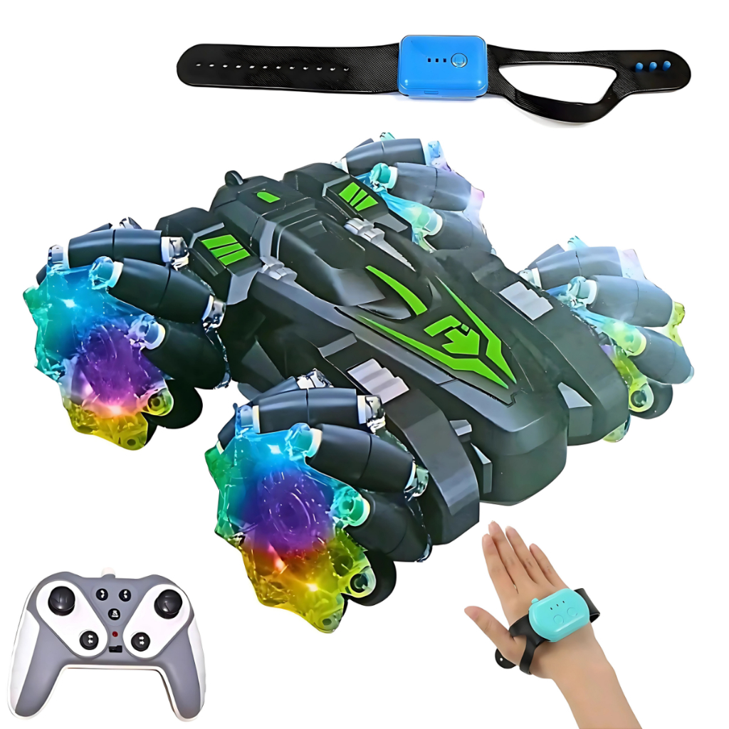 Carrinho Controle Remoto Sensor De Mão Recarregável Gira 360° Drift Luz LED Infantil