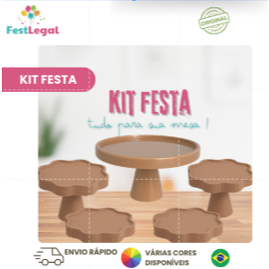 KIT MESA COM 1 BOLEIRA REDONDA + 2 PORTA DOCE FLOR + 2 BANDEJA FLOR PARA DECORAÇÃO ANIVERSARIO FESTA
