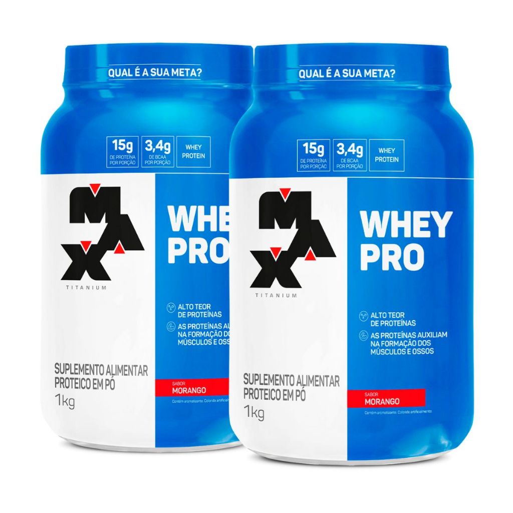 Kit 2 Whey Protein Pro Max com BCAA 1kg
