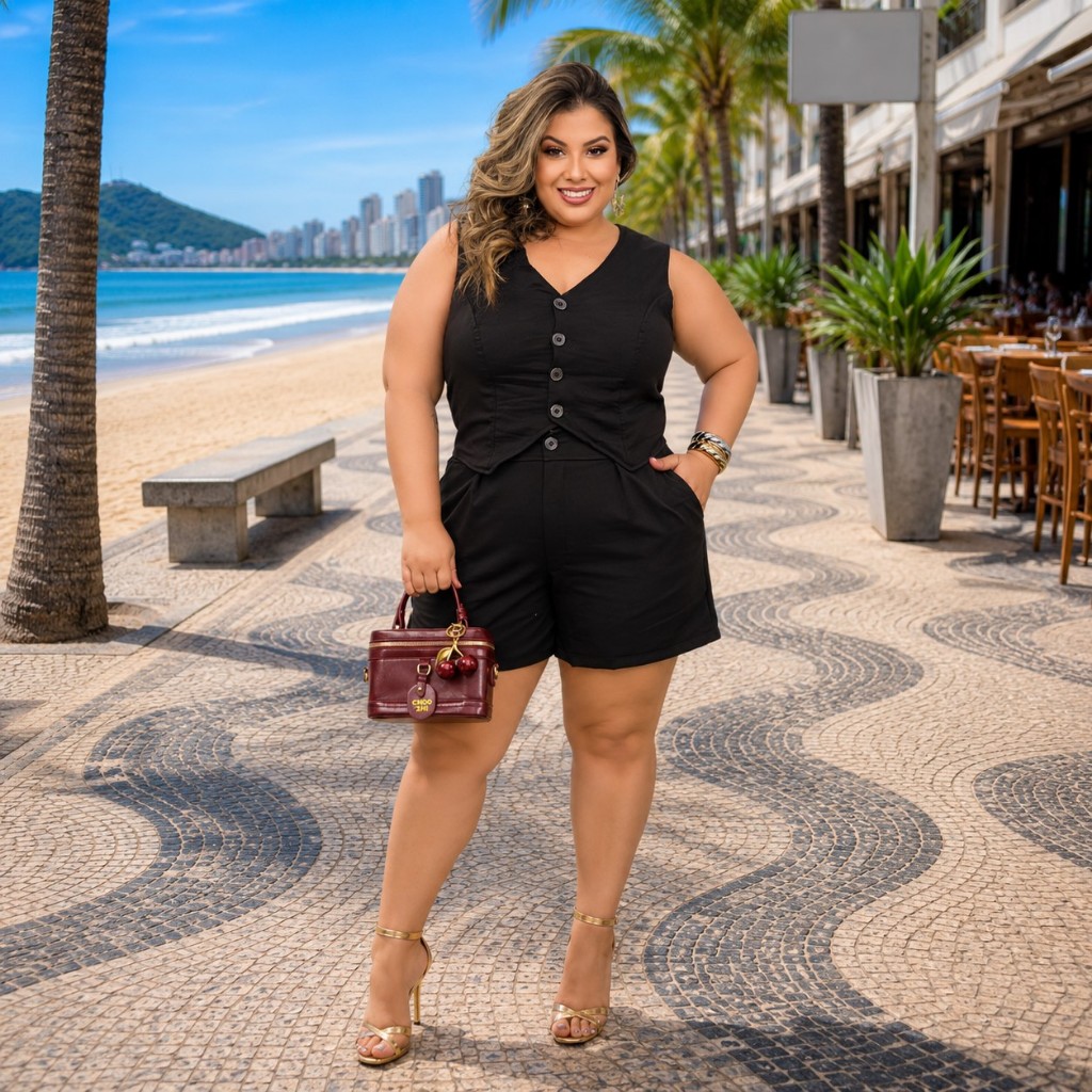 Conjunto Feminino Alfaiataria Colete + Short | Elegante, Moderno e Confortável