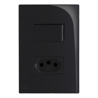 Conjunto interruptor com tomada 20A 4x2 Linha Lissê Black