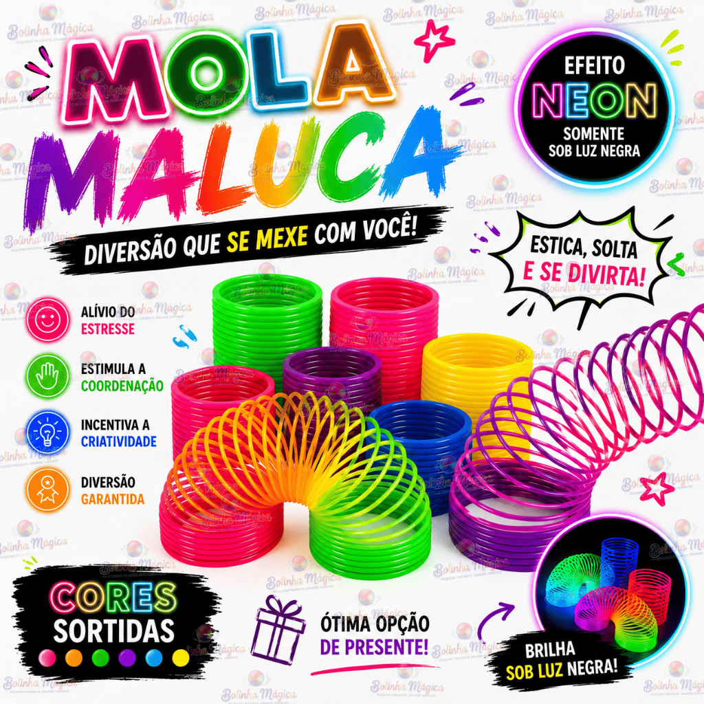 15 Mola Maluca Grande Neon Brinquedo Promoção Festa Infatil Prenda Criança Festa Junina Quermesse