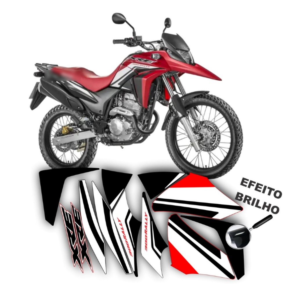 Kit Adesivos Compatível Com XRE 300 Rally 2009 a 2015 Preto Brilho Laminada