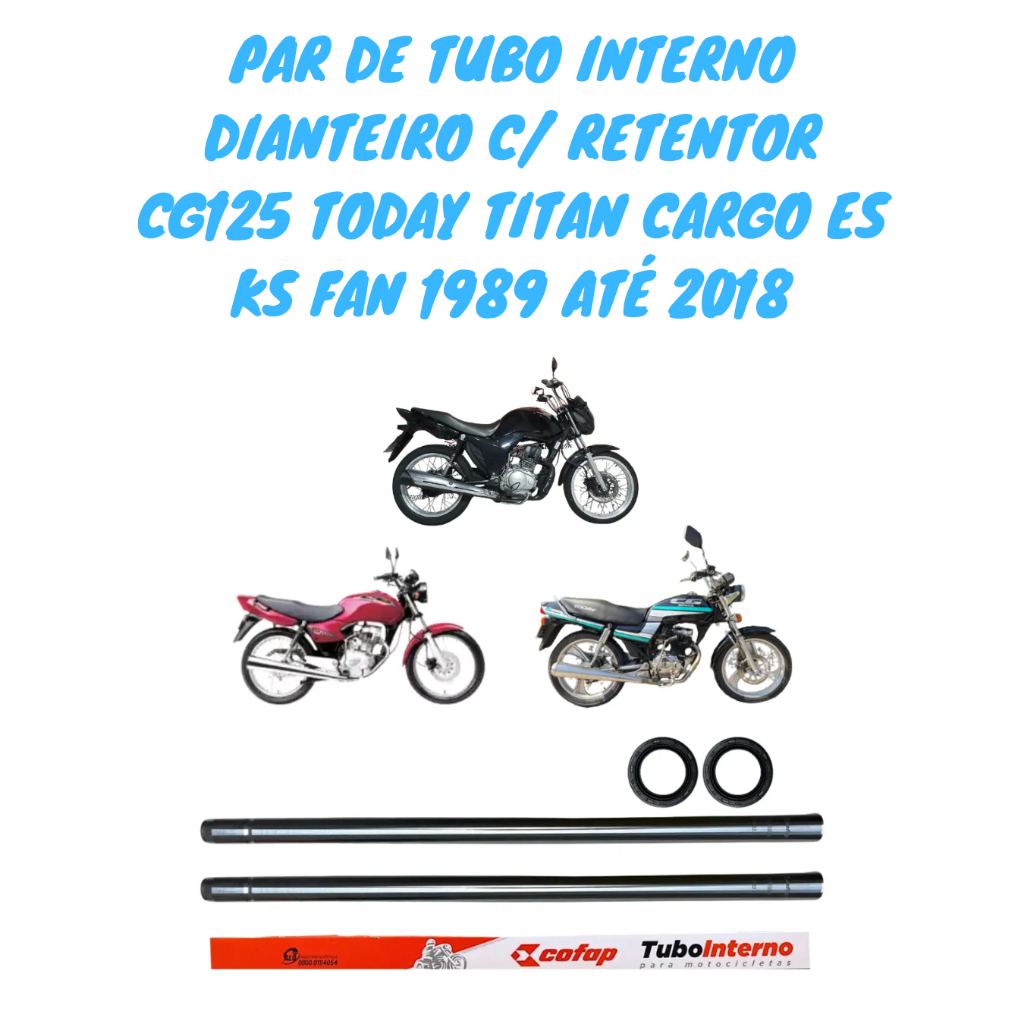 Imagem Par Tubo Interno Cilindro Bengala C/ Retentor Cg 125 Fan Titan Today 1989 até 2018 Original Cofap