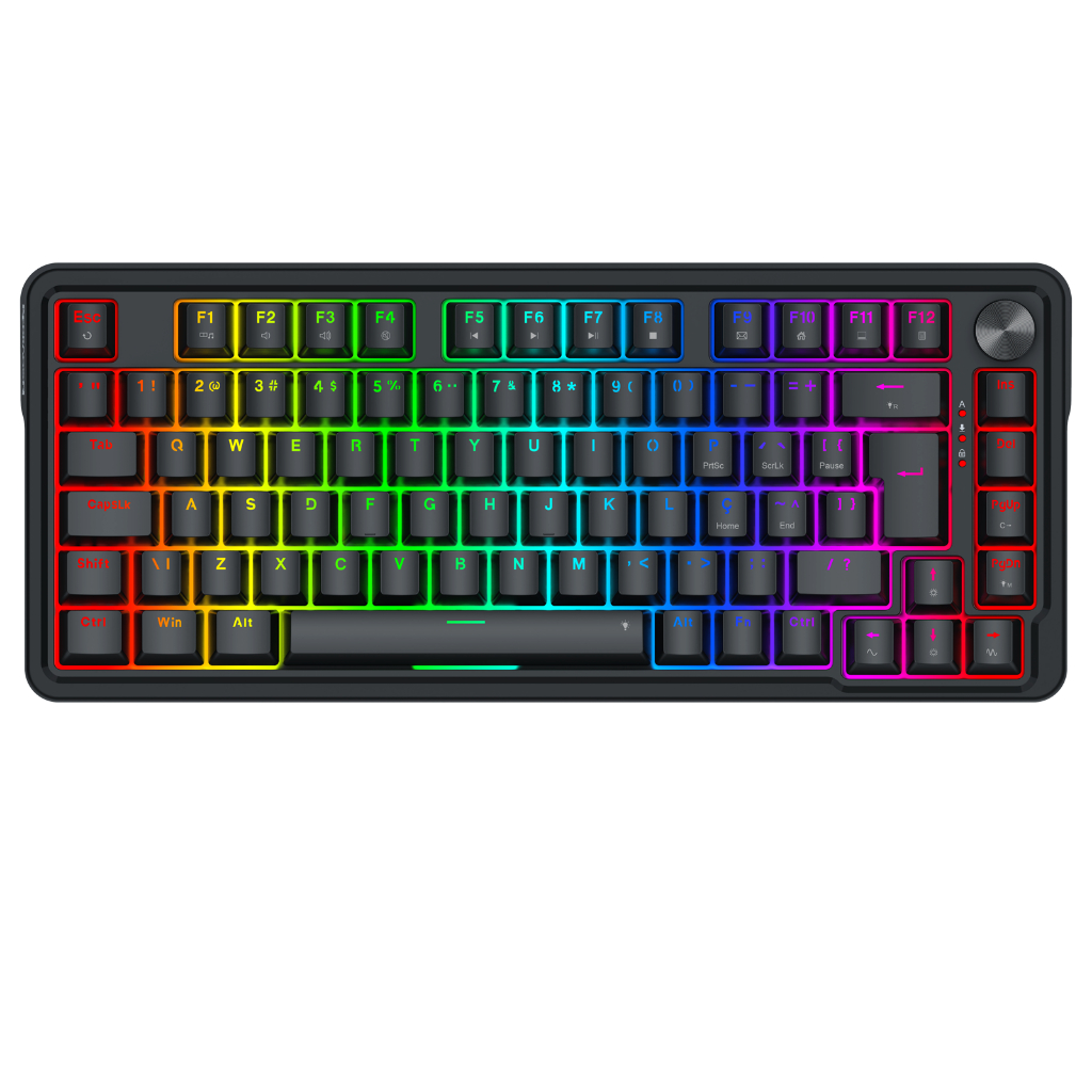 Teclado Gamer Magnético Redragon Ucal RGB Preto 75% ABNT2 8K Polling Rate K673RGB-M