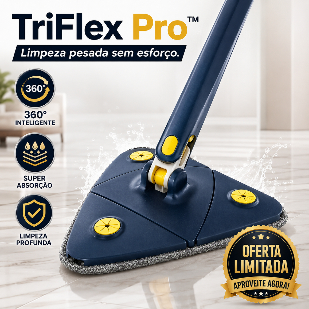 Mop Giratório 360° Triangular Veltrix Pro Esfregão Multiuso Super Absorção Limpeza Pesada Piso Casa