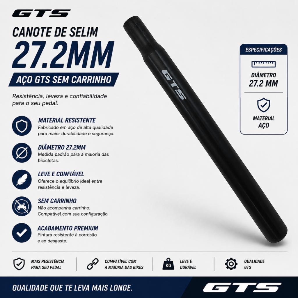 CANOTE DE SELIM 27.2 AÇO GTS SEM CARRINHO BIKE