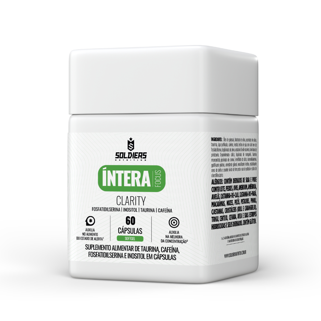 Suplemento Nootrópico 60 caps Foco e Cognitivo Softgel Íntera Clarity - Soldiers